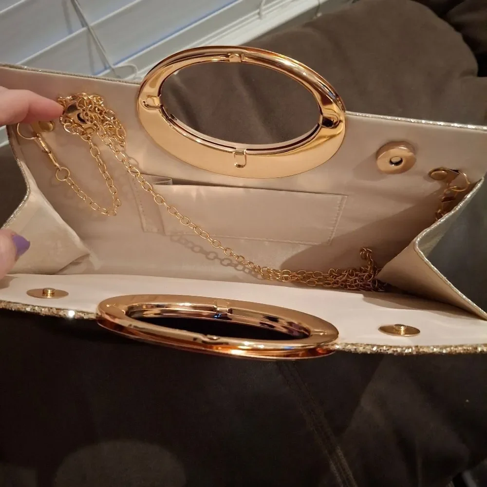 Gold Glitter Sparkling Evening Clutch Bag